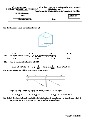 Đề kiểm tra định kỳ lần 2 môn Toán Lớp 12 - Năm học 2022-2023 - Mã đề 001 - Trường THPT Nguyễn Đình Chiểu